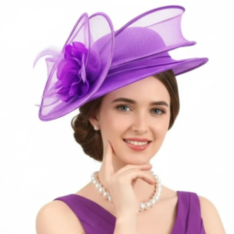 Exaggerated Mesh Headwear Concave Shape Church Hats