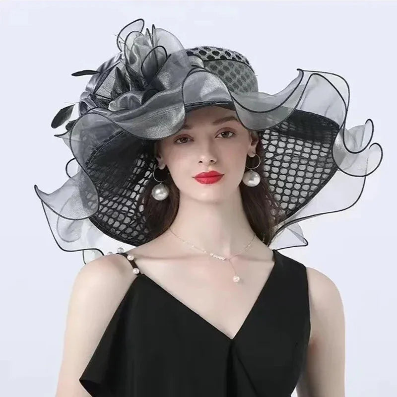 Lady Derby Dress Church Cloche Hat Bow Bucket Wedding Bowler