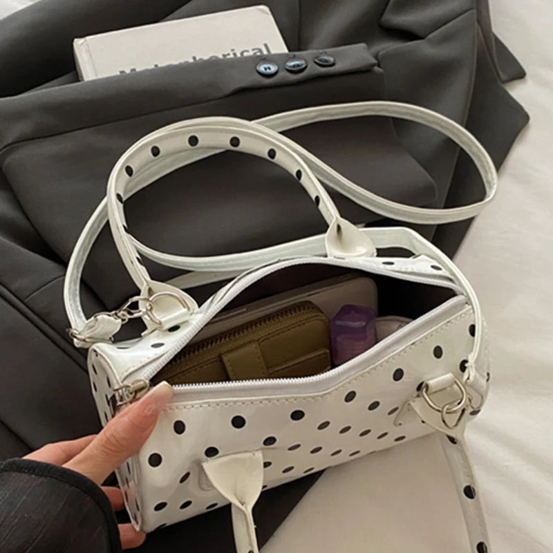 Korean Polka Dot Crossbody Bag Barrel Shape Mini Top