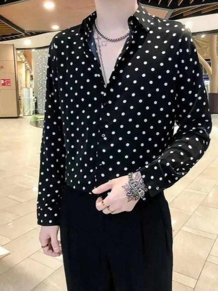 Sophisticated Korean Drapey Long Sleeve Men Shirt