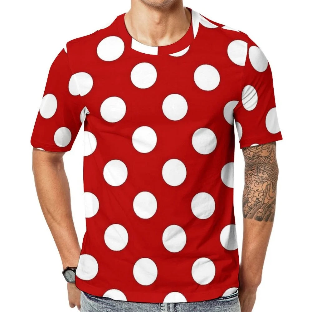 Fashion Polka Dots T-Shirt Men High Quality Short Sleeves