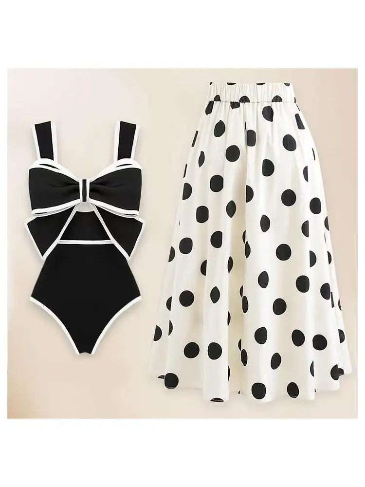 Southeast Asia One-Piece Retro Polka Dot Swimwear cover