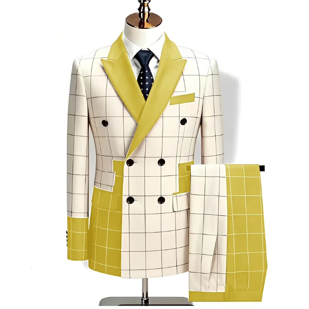 Men's Plaid 2-Piece Suit (Blazer + Trousers)
