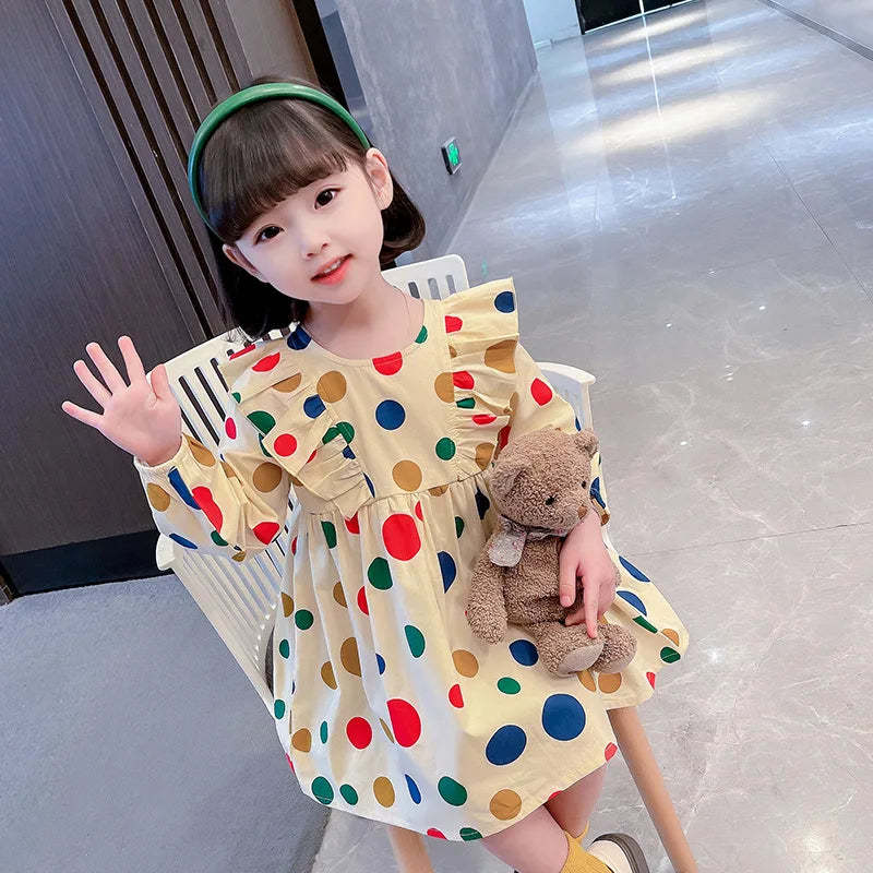Autumn Girls' Princess Dress Children'S Long Sleeve Polka Dot