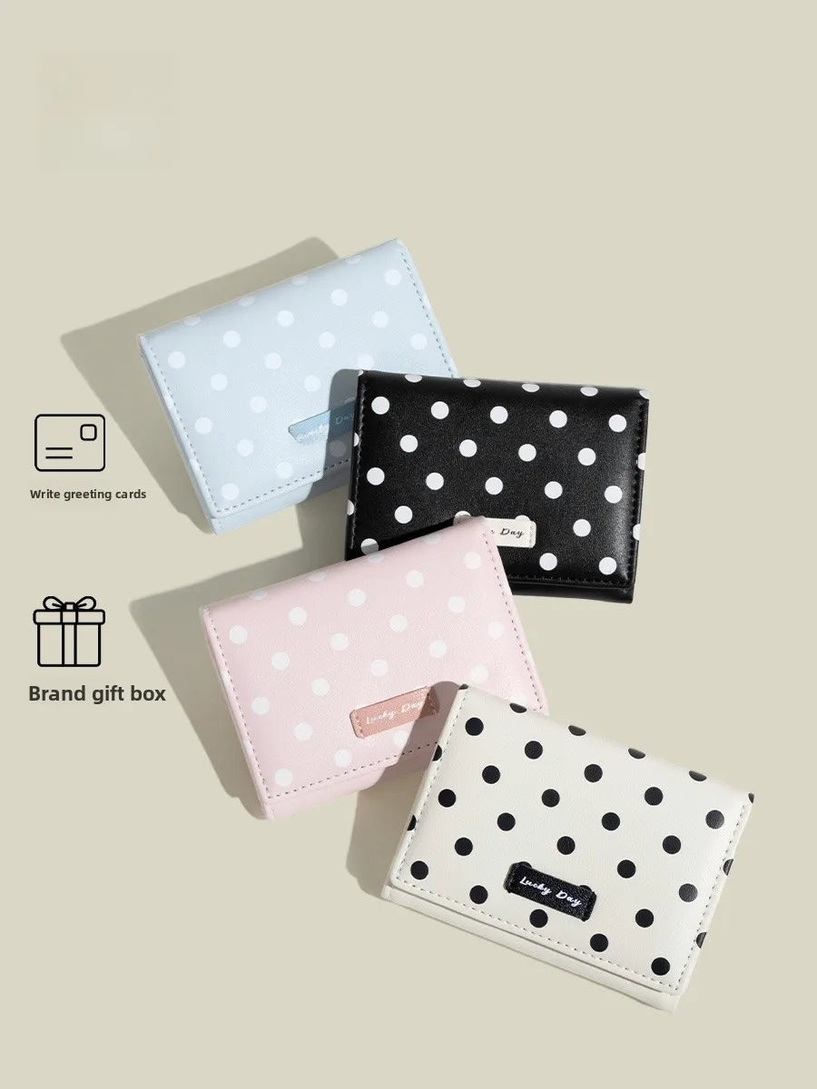Force Rabbit Short Polka Dot Print Wallet Coin Purse Card Holder