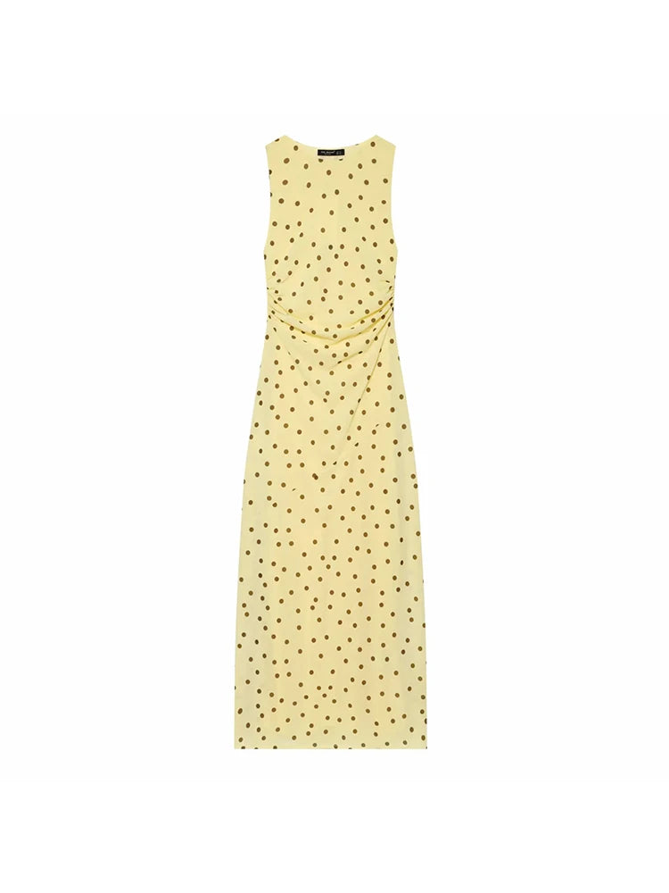 Women Summer Women's Polka Dot French Style Dress Elegant Women Flowy Midi Chic & Daily Vacation Lady Dress