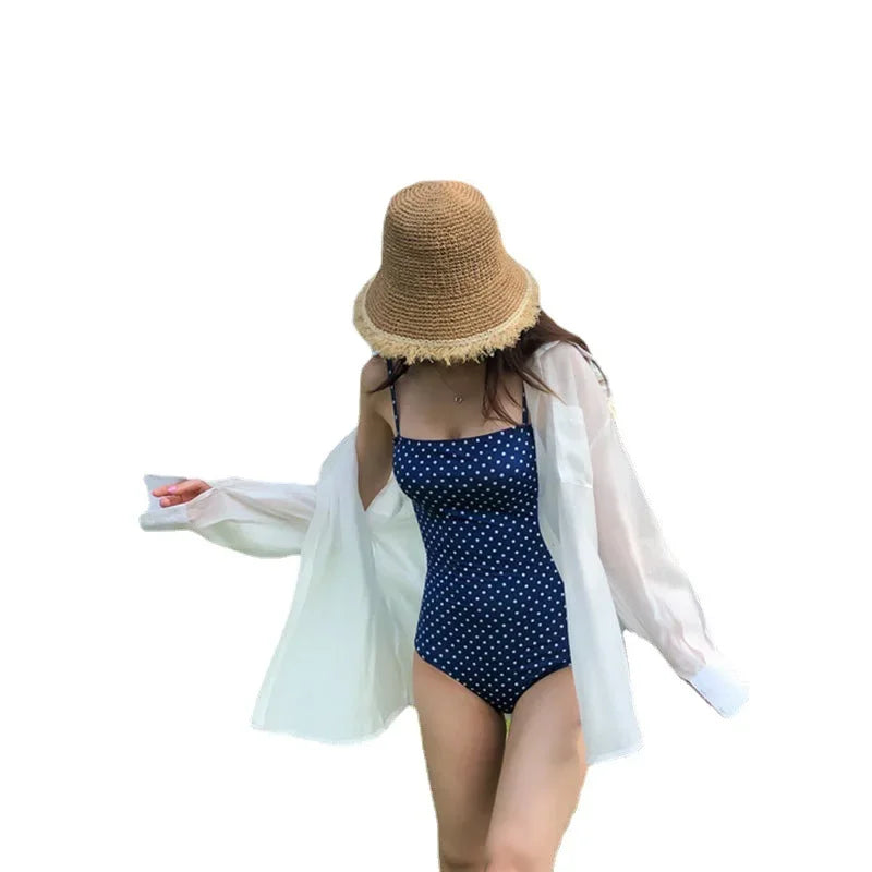 Sexy Korean One-Piece Swimsuit Women Dot Slimming Swimwear