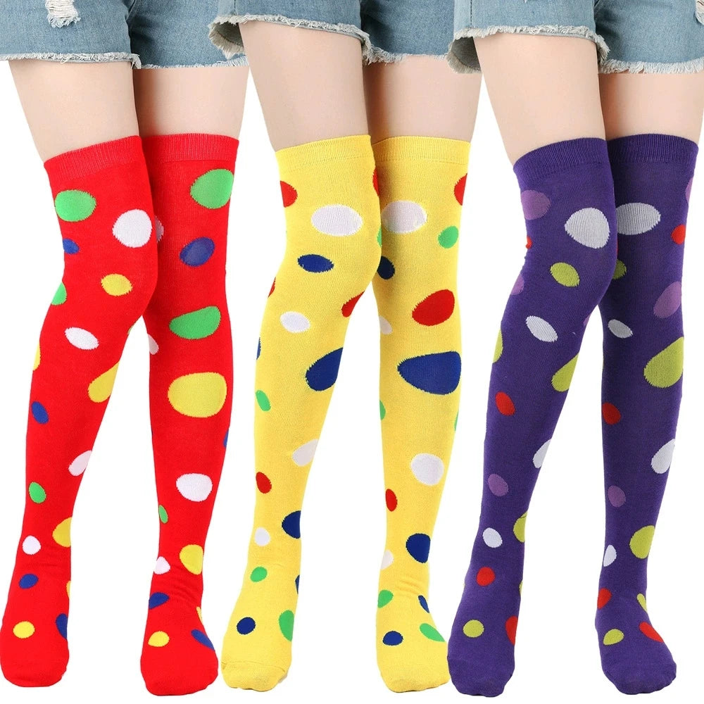 Big Polka Dots Stockings Women Over Knee High Long Socks Colorful Cow Print Anime Performance Cosplay Props Party Festival Gifts