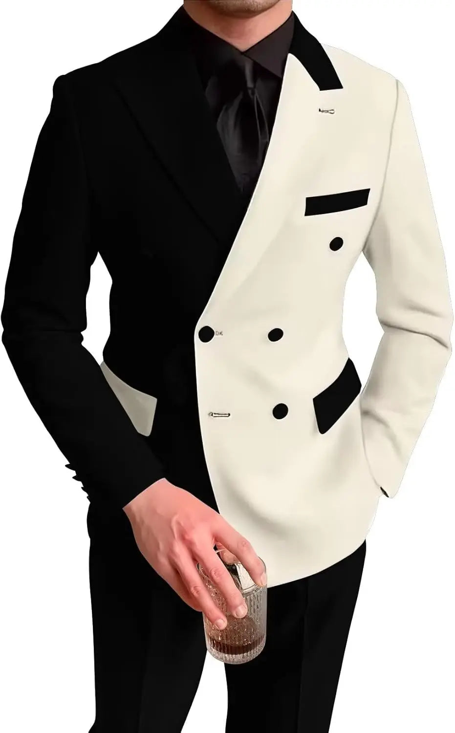 Men's Double Breasted Suit Slim Fit Wedding Homecoming Blazer Pants Outfit