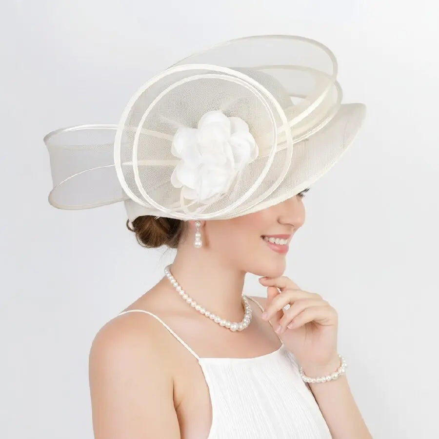 Exaggerated Mesh Headwear Concave Shape Church Hats