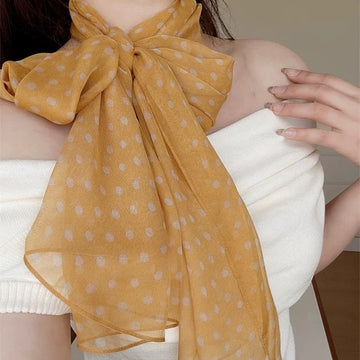 Ladies Polka Dot Silk Scarf Versatile Korean Ins Style Gentle
