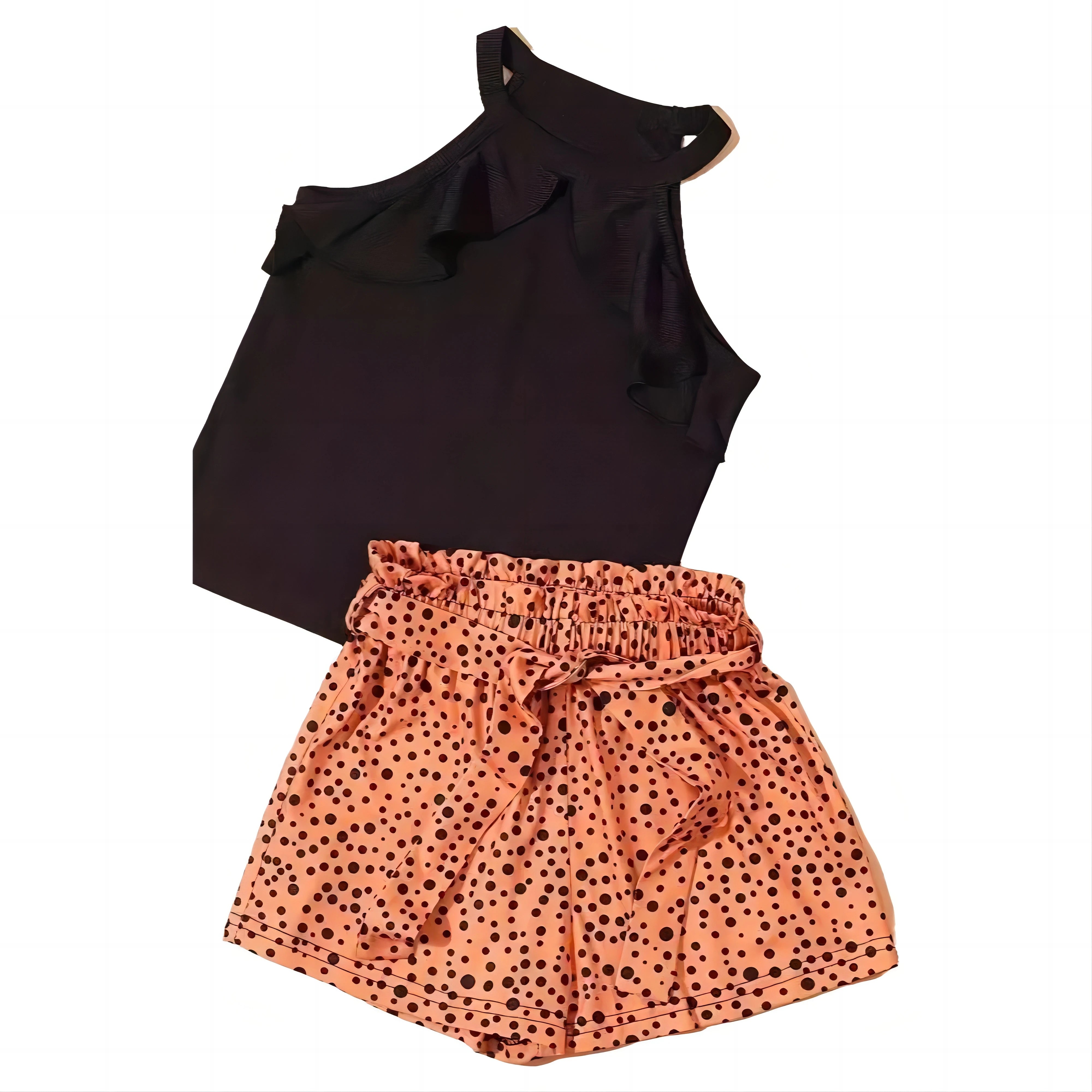 Girl's Trendy Outfit  Halter Neck Camisole & Polka Dot