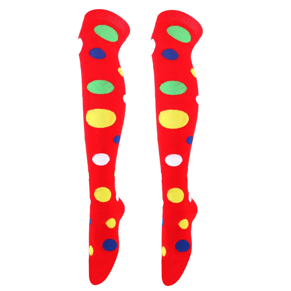 Big Polka Dots Stockings Women Over Knee High Long Socks Colorful Cow Print Anime Performance Cosplay Props Party Festival Gifts