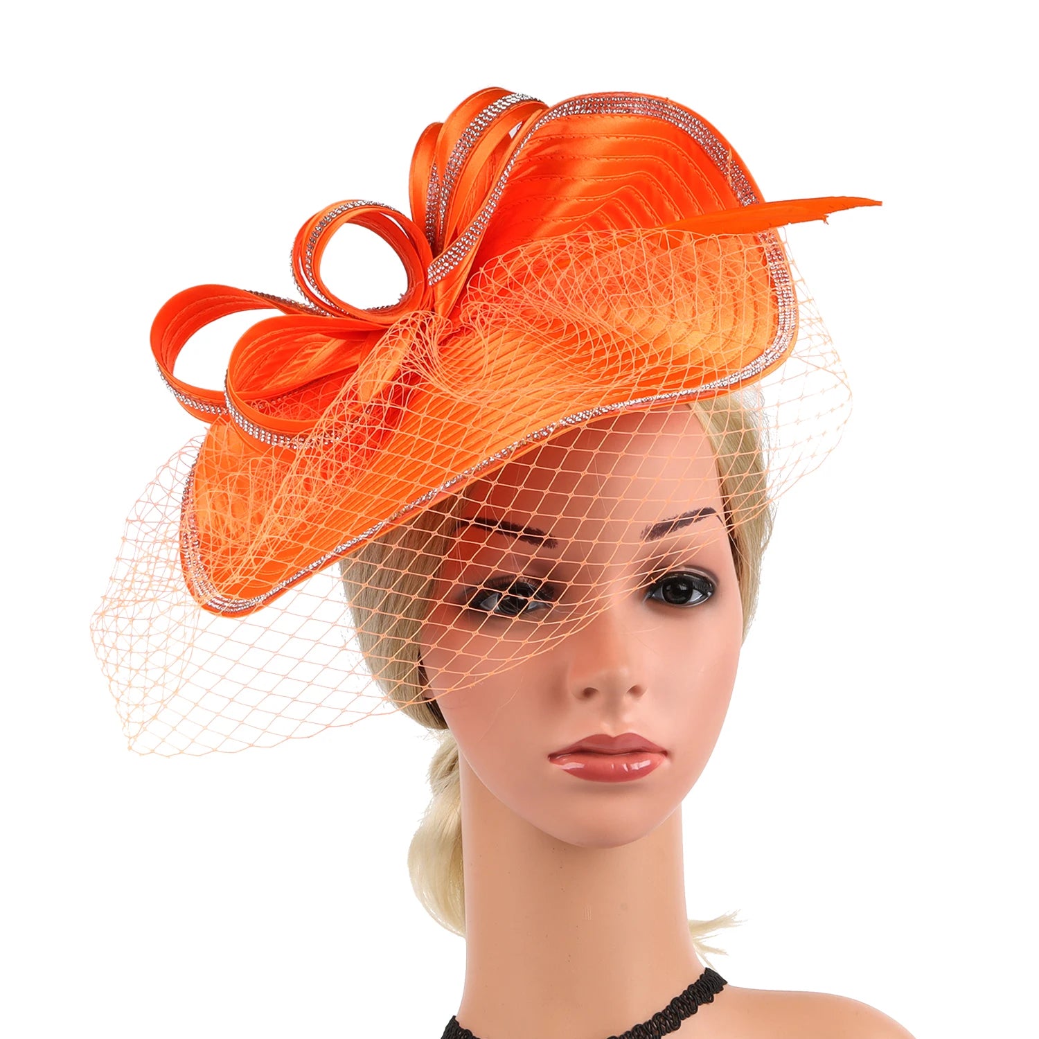 Elegant Women Derby Hats with Veil Headband Tea Party Hat