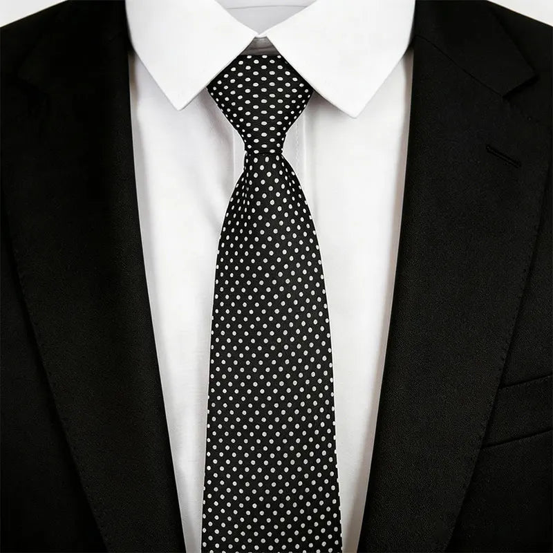 Men's No-Tie Narrow Zipper Tie Polyester Black Red Blue Multicolor Polka Dot