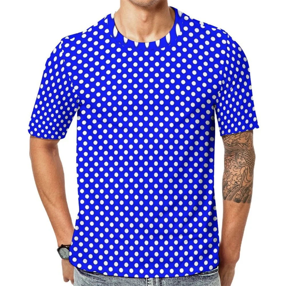 Fashion Polka Dots T-Shirt Men High Quality Short Sleeves