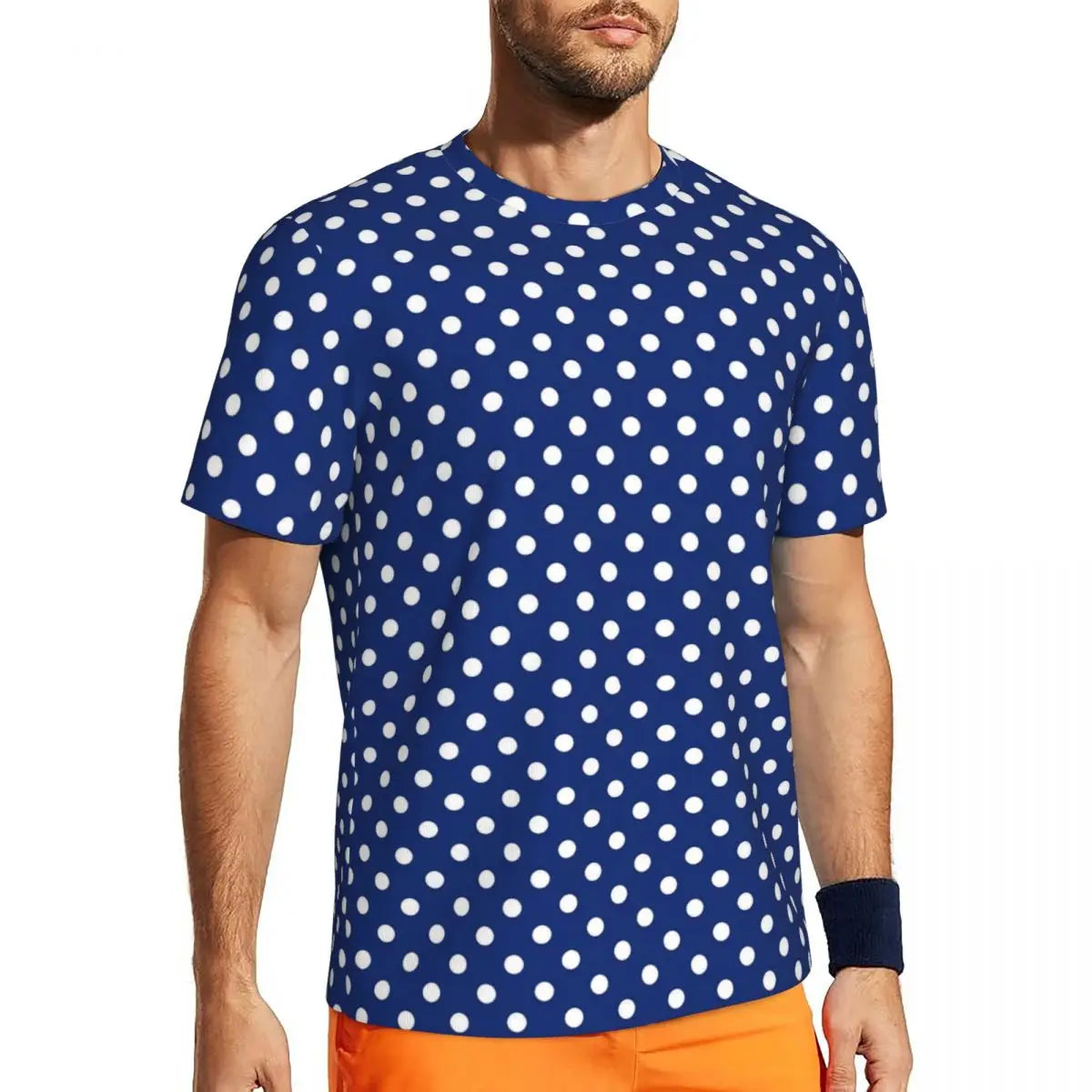 Fashion Polka Dots T-Shirt Men Gym T-Shirt Tops