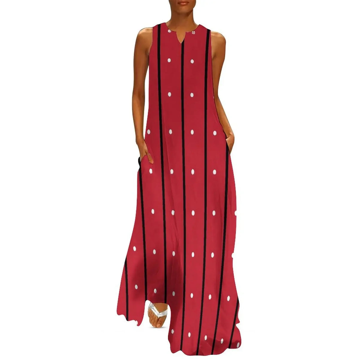 Robe Striped Polka Dot Women Beach Dress Summer Black and White Two Tone