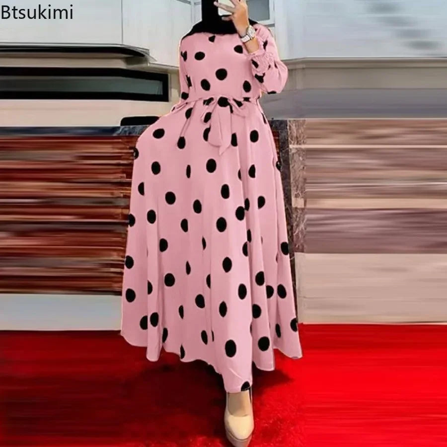 Women's Casual Dress Polka Dot Print Long Maxi Dress Party Casual