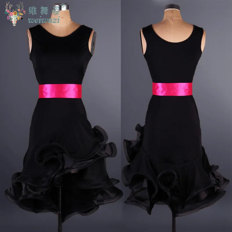 Latin Dance Performance Costume for Women Customized Polka Dot Dress