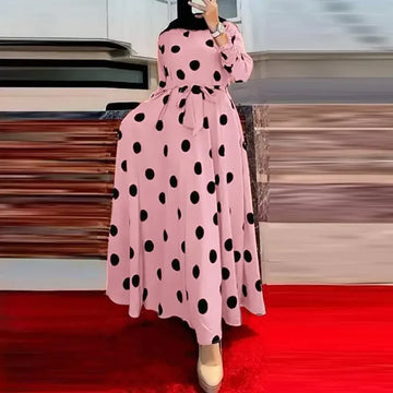 Women's Casual Dress Polka Dot Print Long Maxi Dress Party Casual
