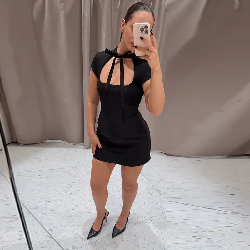 Fashion Polka Dot Printed Women Mini Dress Summer New Lady Beach Robe