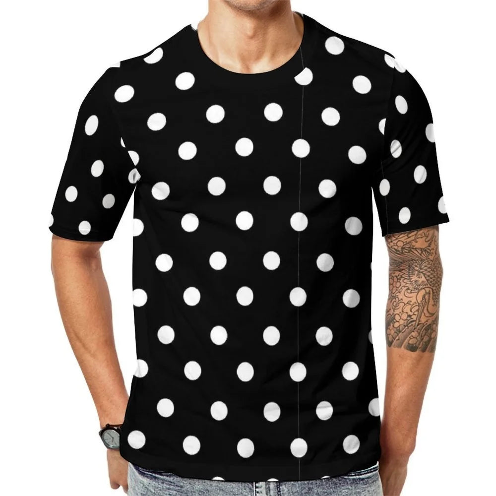 Fashion Polka Dots T-Shirt Men High Quality Short Sleeves