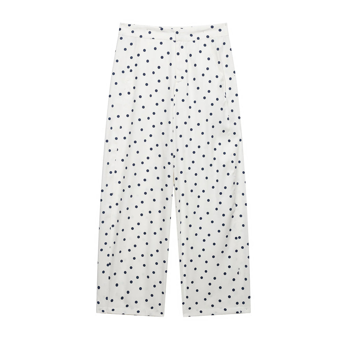 Women's Summer Polka Dots Pants Suit Set Female Front Placket Lace-Up Sexy Camison Top Lady Casual Bucket Long Trousers