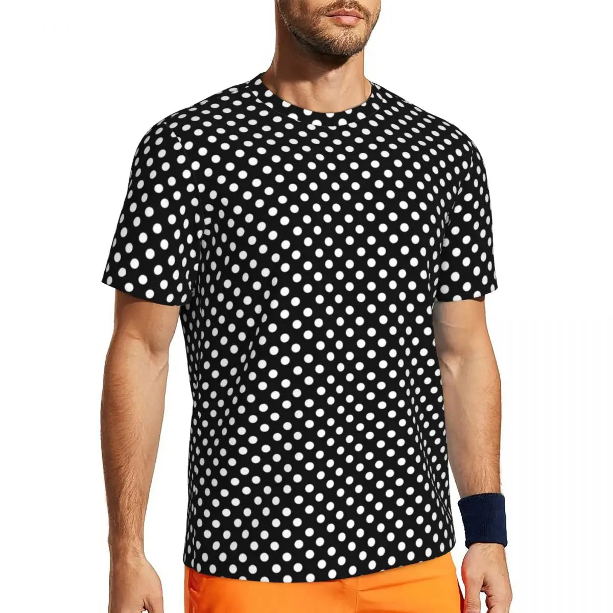 Fashion Polka Dots T-Shirt Men Gym T-Shirt Tops