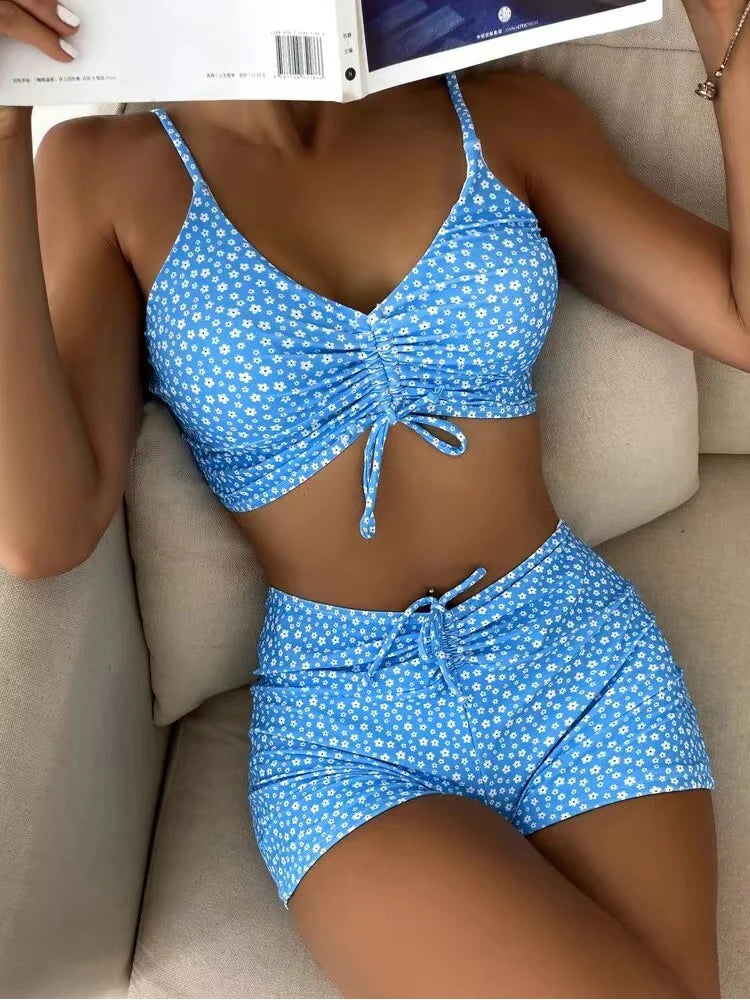 High Waist Bikini Swimsuit Women Push Up Bikini Floral