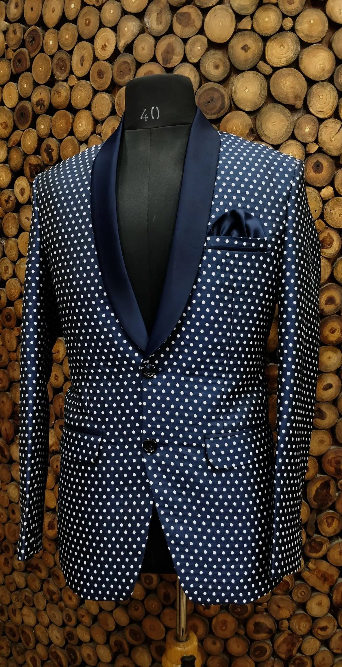 Polka Dots Formal Men Suits for Wedding Party Custom Made Groom