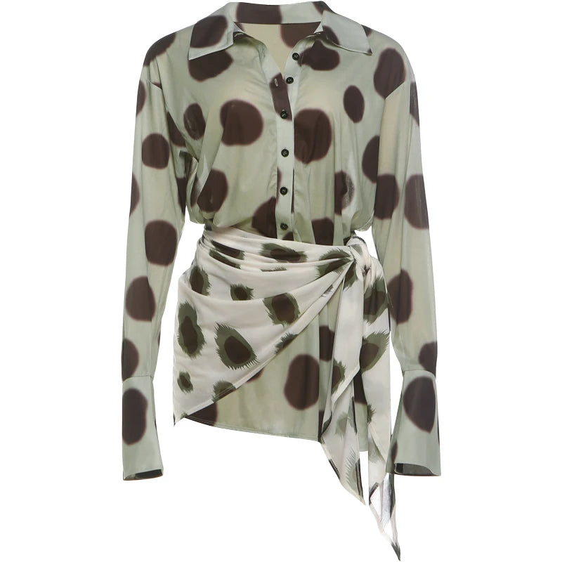 Weird Puss Silk Scarf Strap Patchwork Dress Women Sexy Single-Breasted