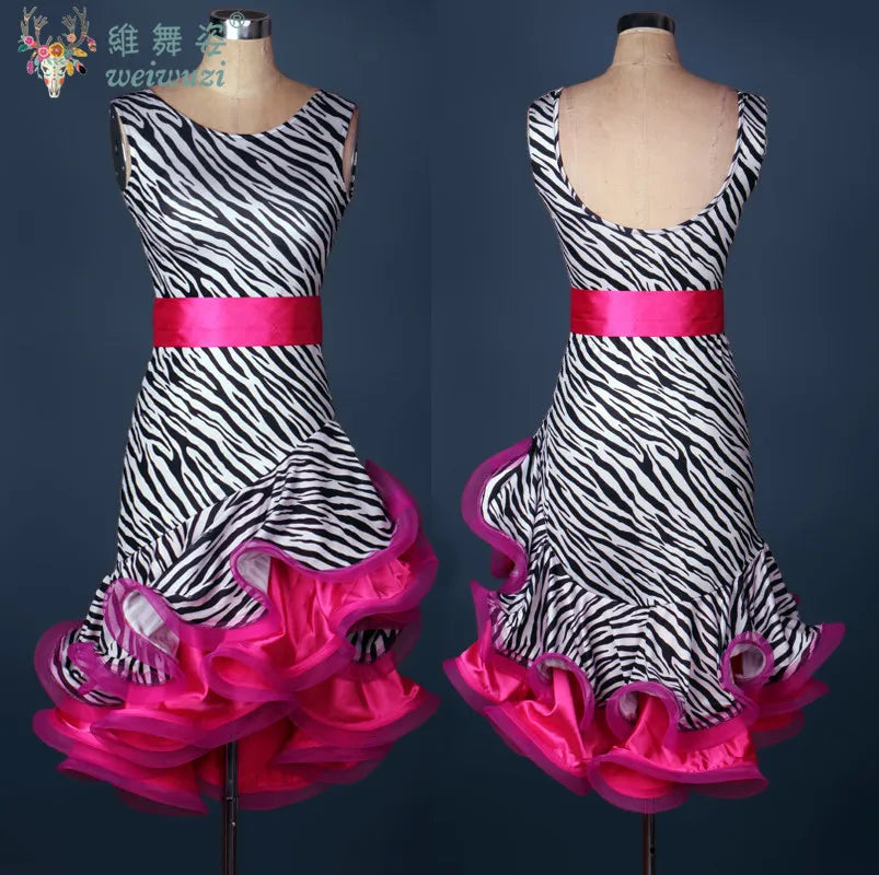 Latin Dance Performance Costume for Women Customized Polka Dot Dress