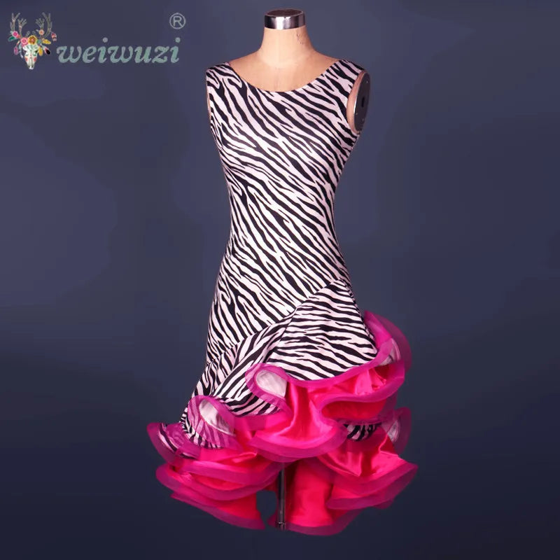 Latin Dance Performance Costume for Women Customized Polka Dot Dress
