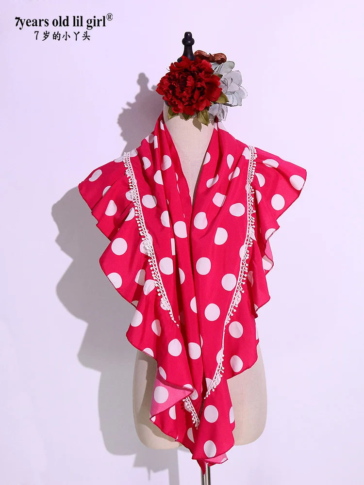 7yearsoldlilgirl Dance Dress Flamenco Boutique Printed Polka Dot Scarf