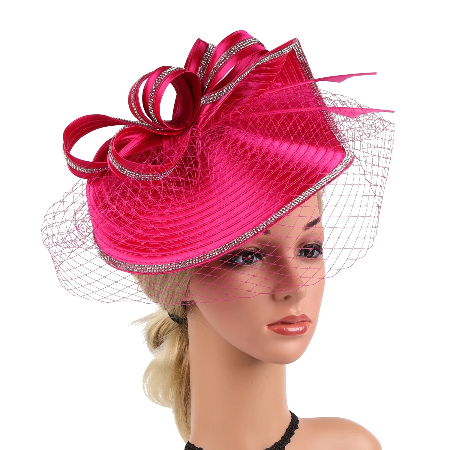 Elegant Women Derby Hats with Veil Headband Tea Party Hat