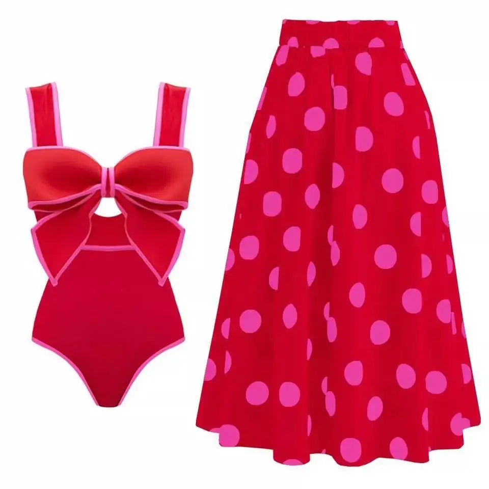 Southeast Asia One-Piece Retro Polka Dot Swimwear cover
