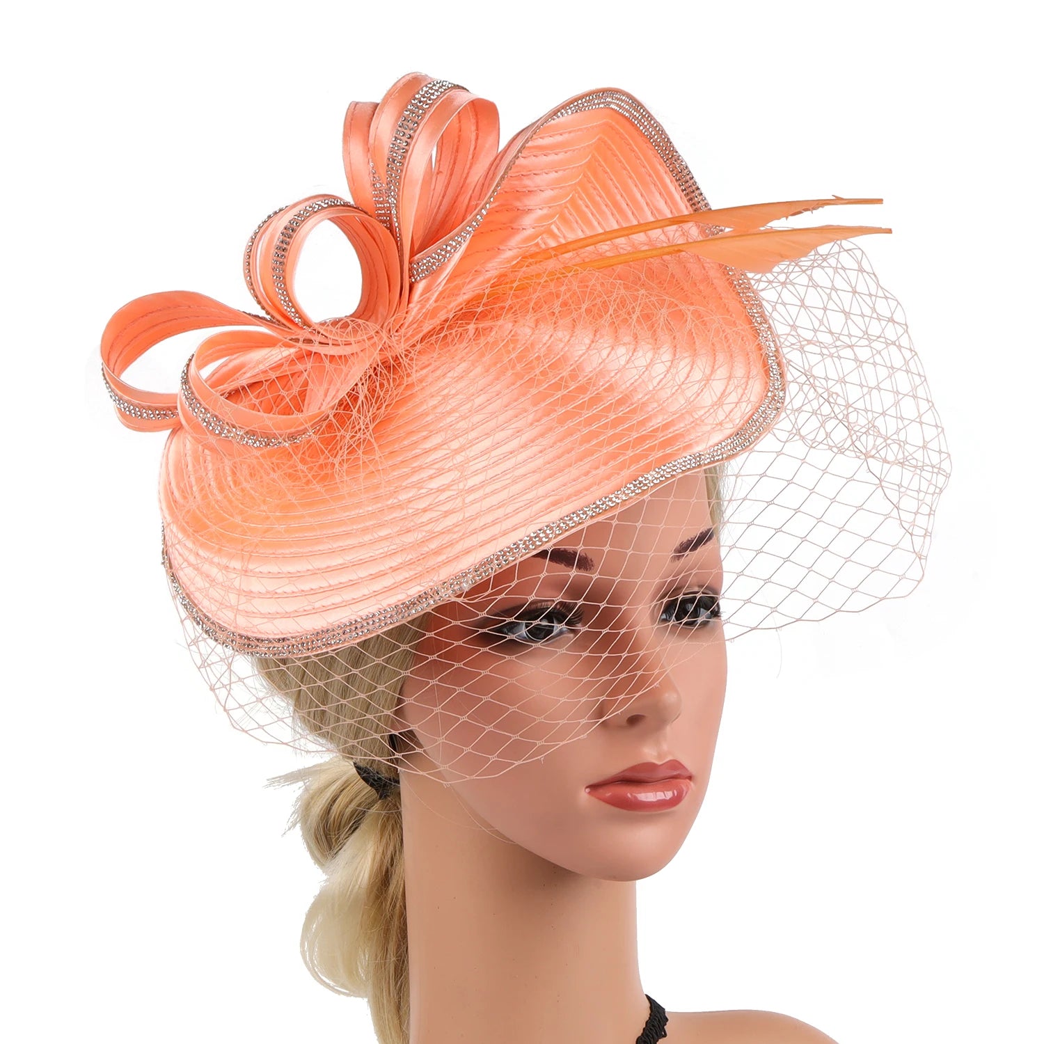 Elegant Women Derby Hats with Veil Headband Tea Party Hat