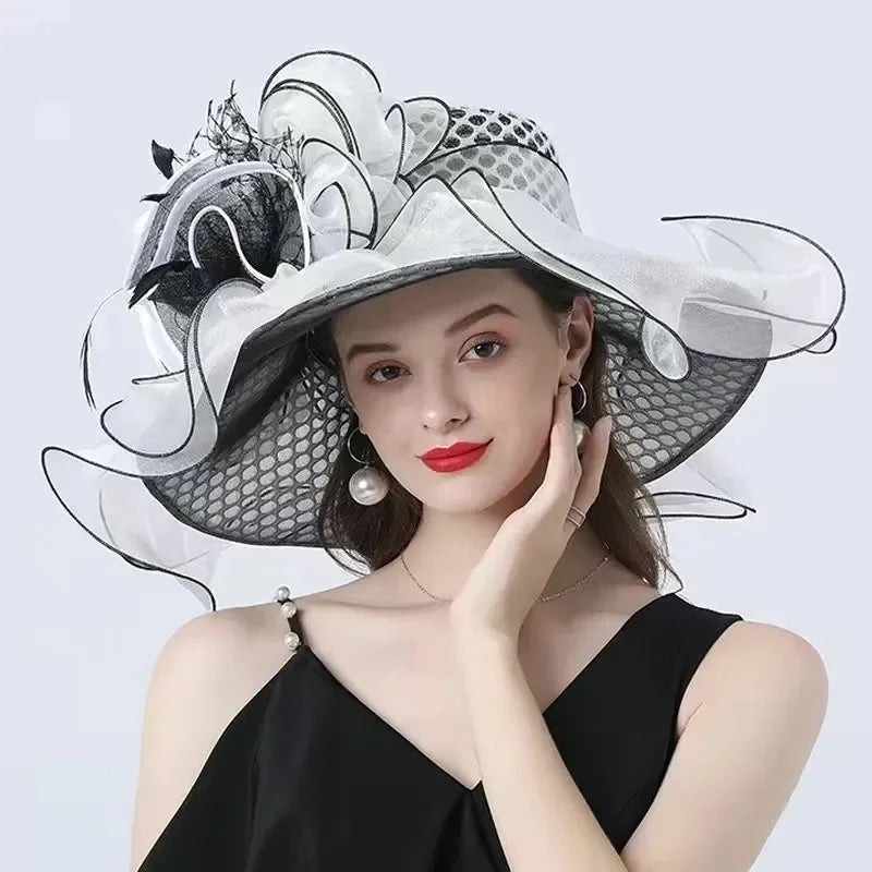 Lady Derby Dress Church Cloche Hat Bow Bucket Wedding Bowler