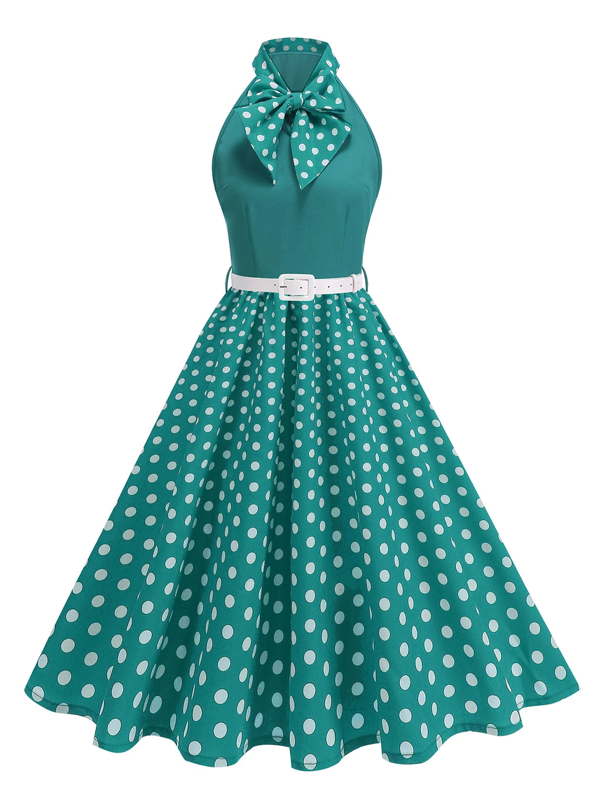 Tonval Bow Neck Halter Neck Polka Dot 50s Retro Party Clothes