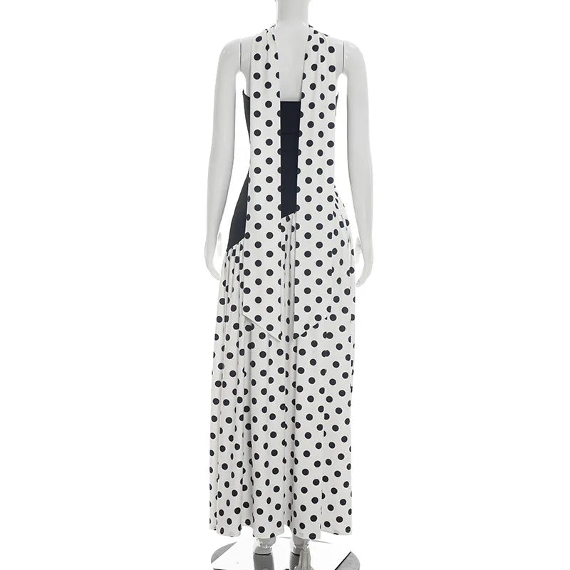 STYLISH LADY Polka Dot Print Maxi Dress 2026 Summer Women Strapless