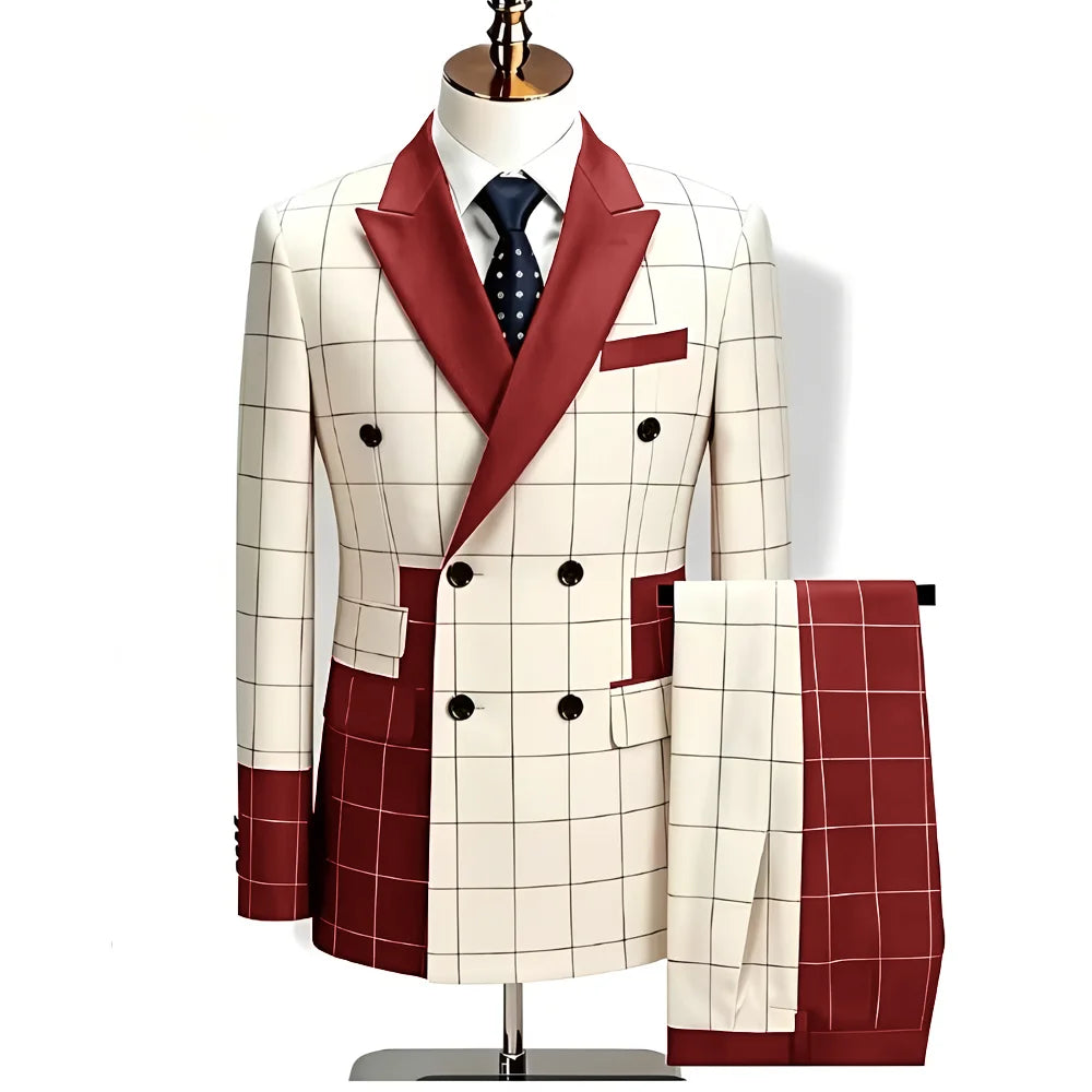 Men's Plaid 2-Piece Suit (Blazer + Trousers)