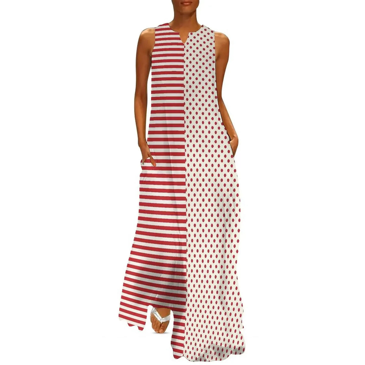 Robe Striped Polka Dot Women Beach Dress Summer Black and White Two Tone