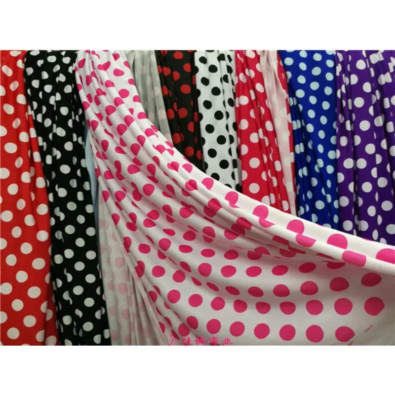 Polka Dot Printed Fabric Knitted Four-sided Elastic By The Meter for Clothing