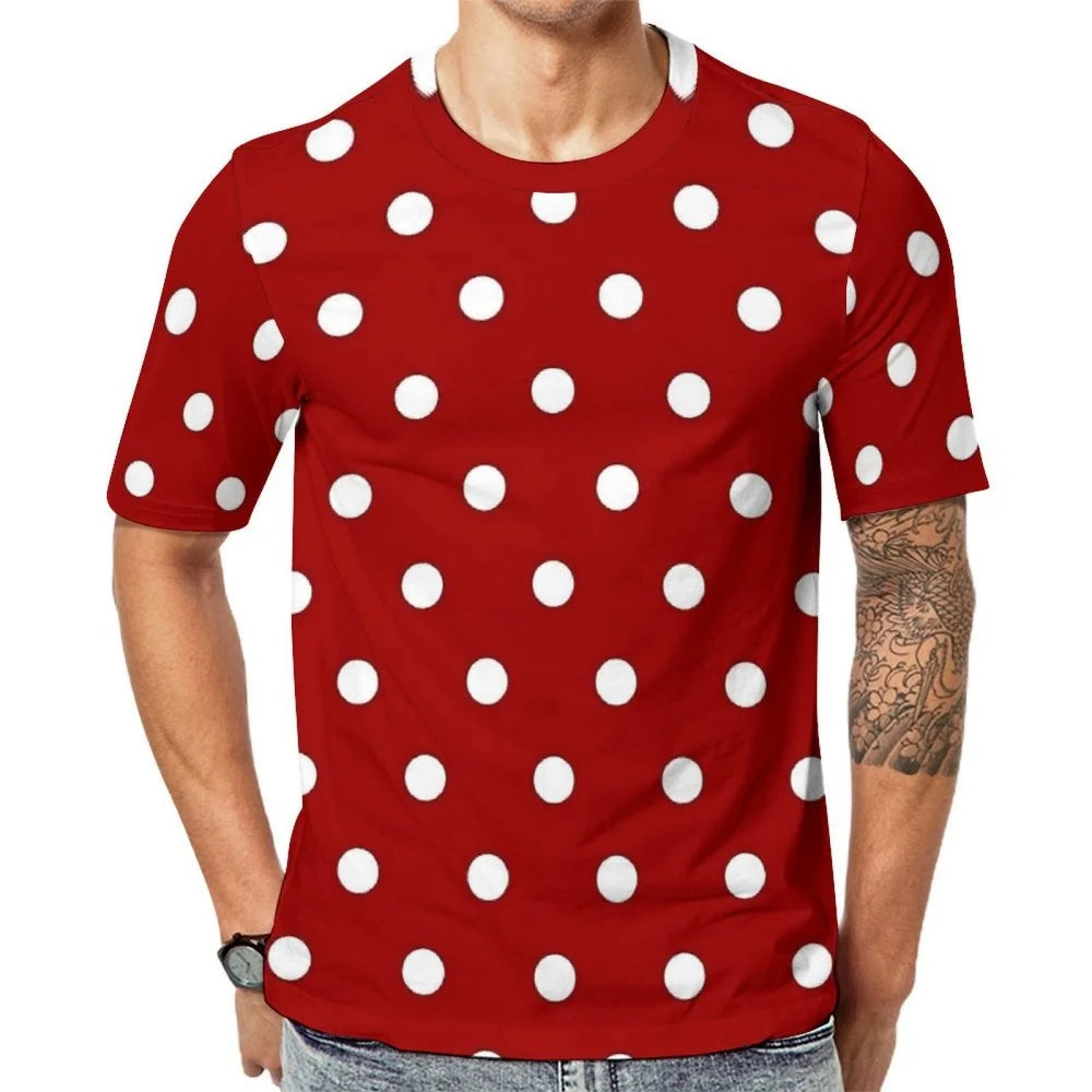 Fashion Polka Dots T-Shirt Men High Quality Short Sleeves