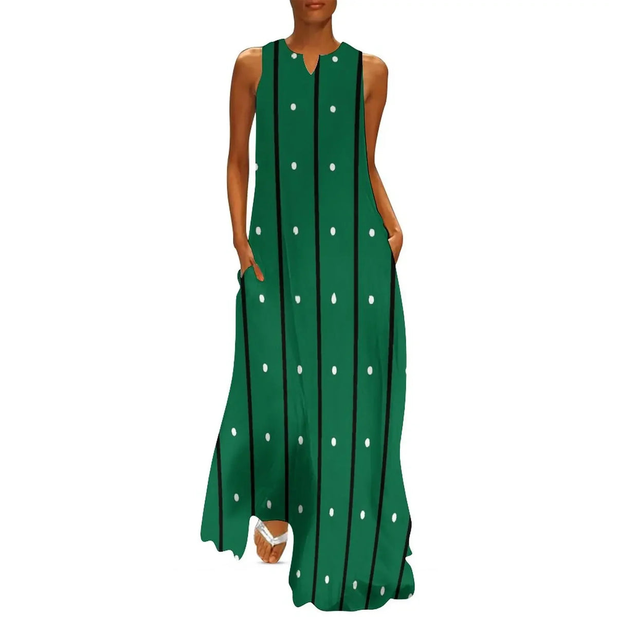 Robe Striped Polka Dot Women Beach Dress Summer Black and White Two Tone