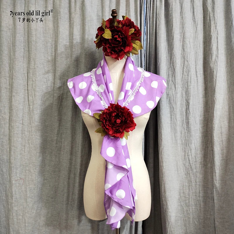 7yearsoldlilgirl Dance Dress Flamenco Boutique Printed Polka Dot Scarf