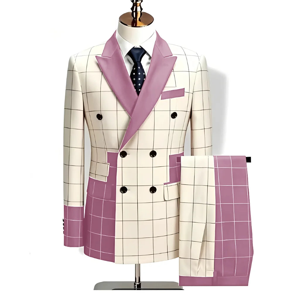 Men's Plaid 2-Piece Suit (Blazer + Trousers)