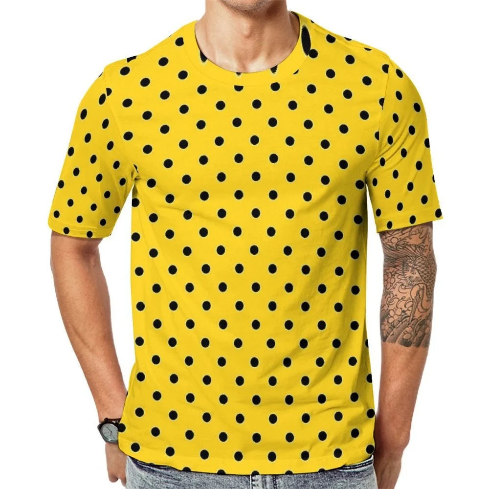 Fashion Polka Dots T-Shirt Men High Quality Short Sleeves