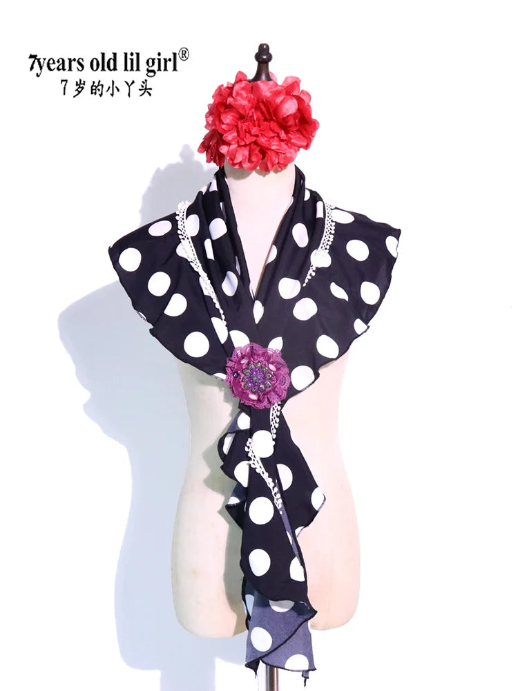 7yearsoldlilgirl Dance Dress Flamenco Boutique Printed Polka Dot Scarf